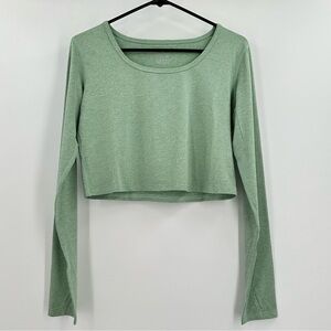 VIOOH Women’s NWOT Sage Green Long Sleeve Stretchy Cropped Active Top Size XL